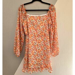 Sadie & Sage peasant ruffle hem mini dress L